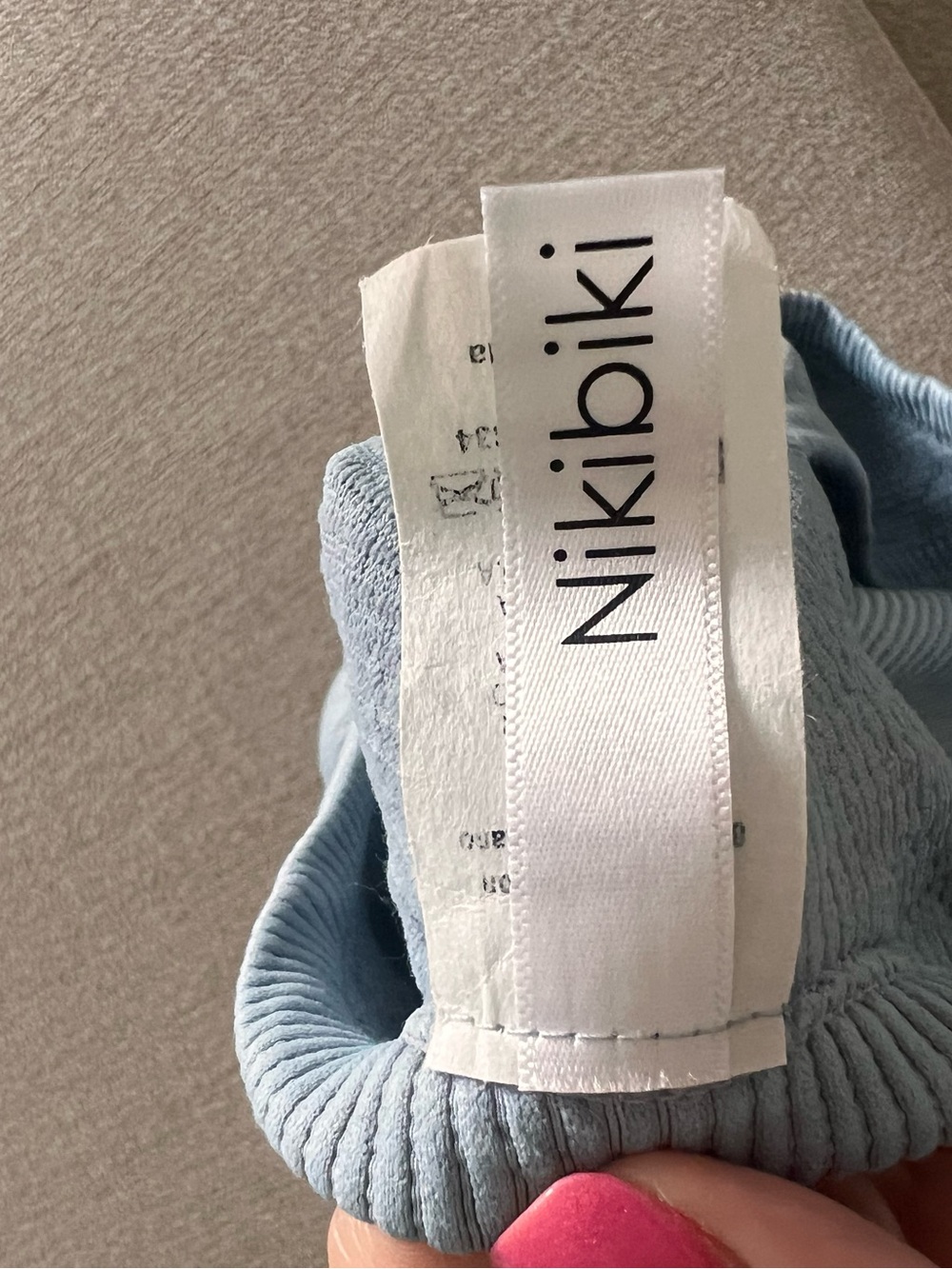 One-Shoulder Ribbed Tank Top — Light Blue - Picture 3 of 4